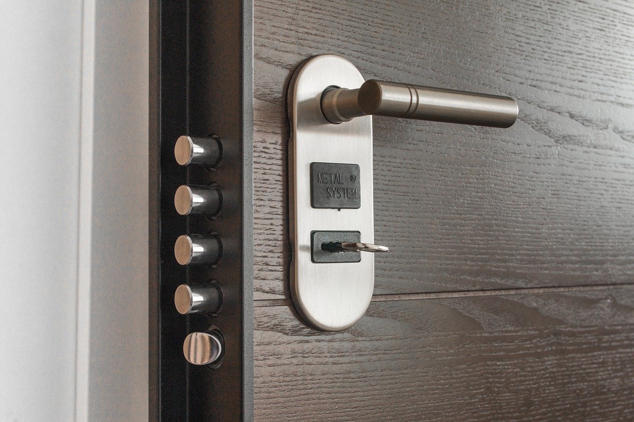 home security system wooden entry door multiple dead bolt locks