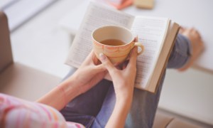 woman reading book