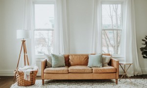 Leather couch in living a room