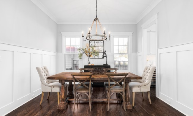 Rustic glam farmhouse-styled dining room