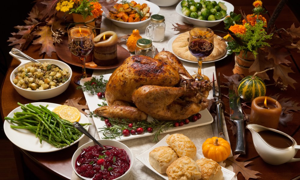 Thanksgiving dinner table setup