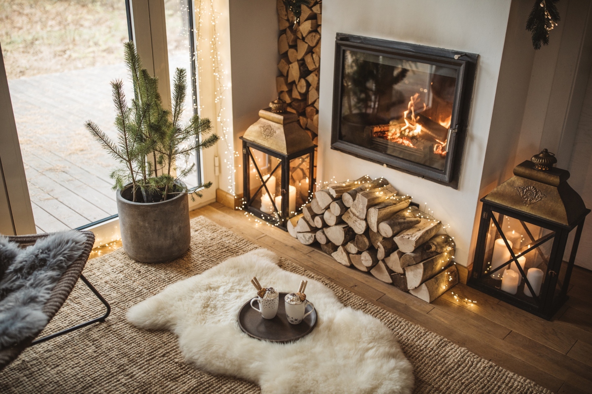 cozy living room in winter