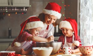 Family baking Christmas cookies