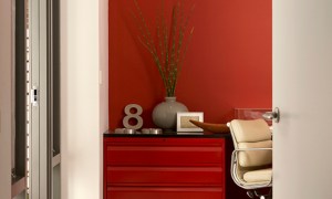 Ted office accent wall and dresser