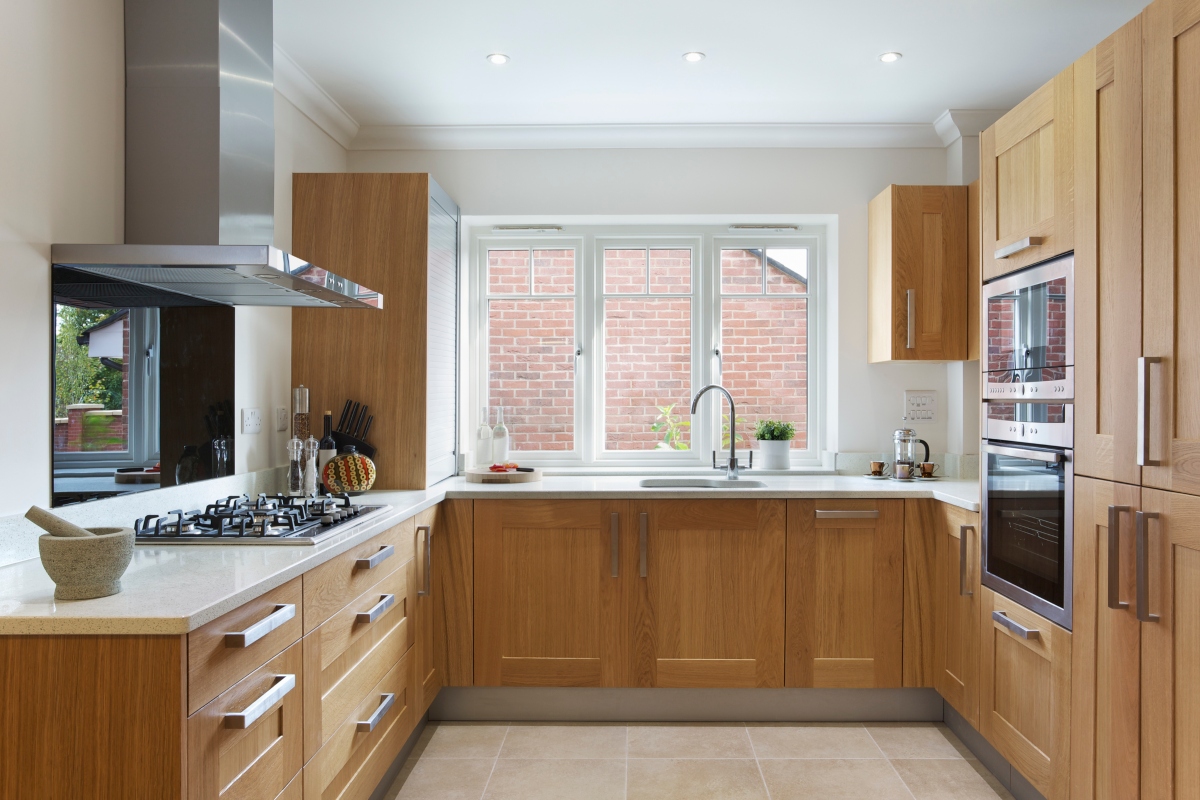 Natural wood store cupboards