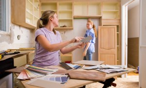 Two women planning a kitchen renovation