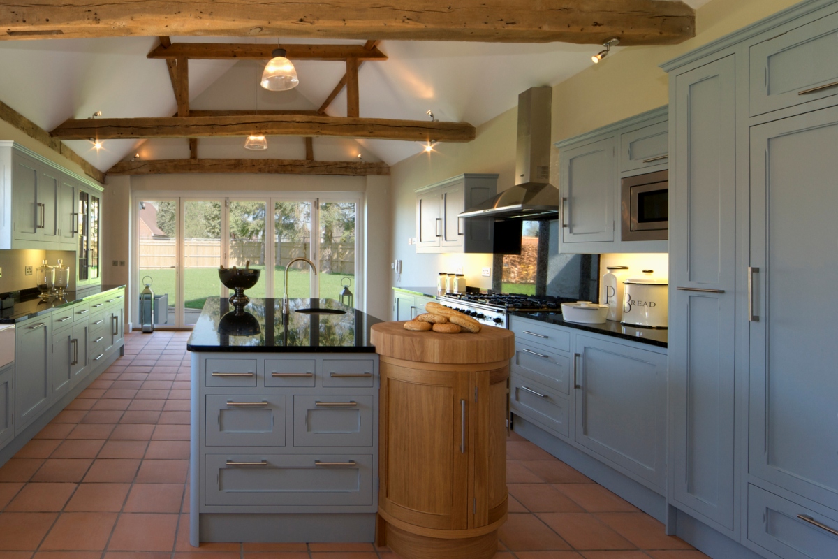 light blue farmhouse kitchen