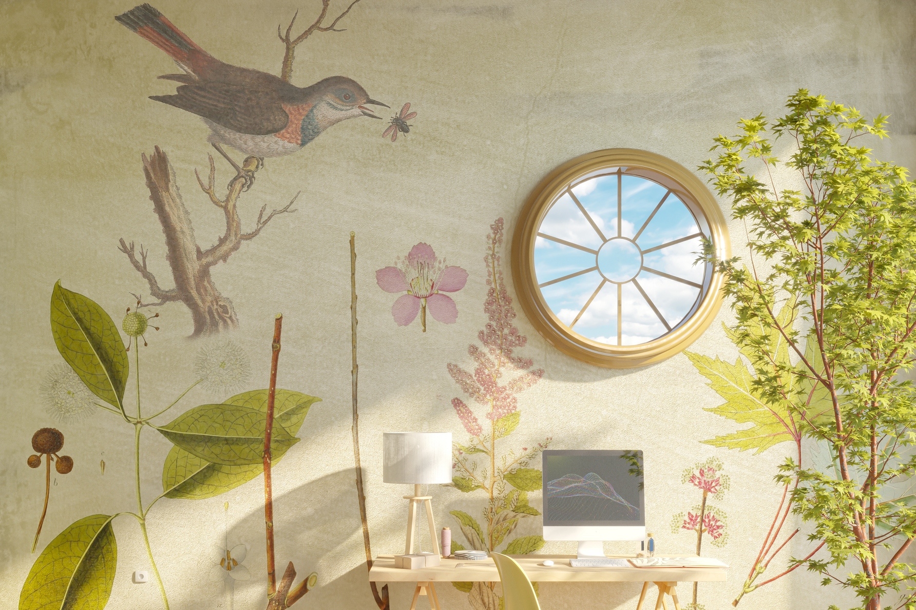 Chinoiserie Hand Painted Wallpaper  Traditional  Living Room  Other  by HandPainted  Wallpaper  Yrmural Studio  Houzz
